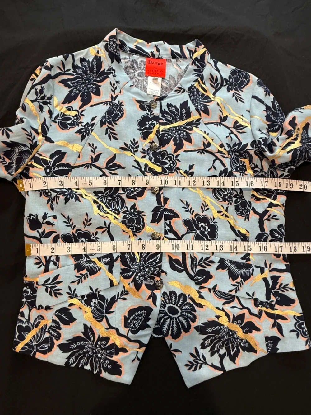 Vintage Bazar by Christian Lacroix blue floral blazer jacket, made France, EU 42 - Picture 11 of 14